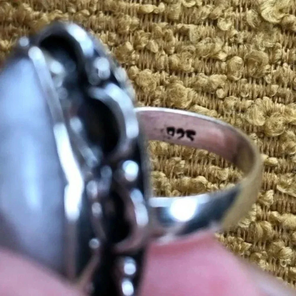 FREESIZE Radiant Flashy Purple Rainbow Moonstone 925 Sterling Silver Ring NWT